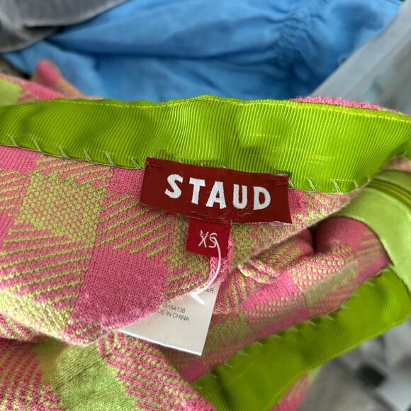 Staud Gingham Print Pant Pink / Green Size XS - Picture 4 of 4